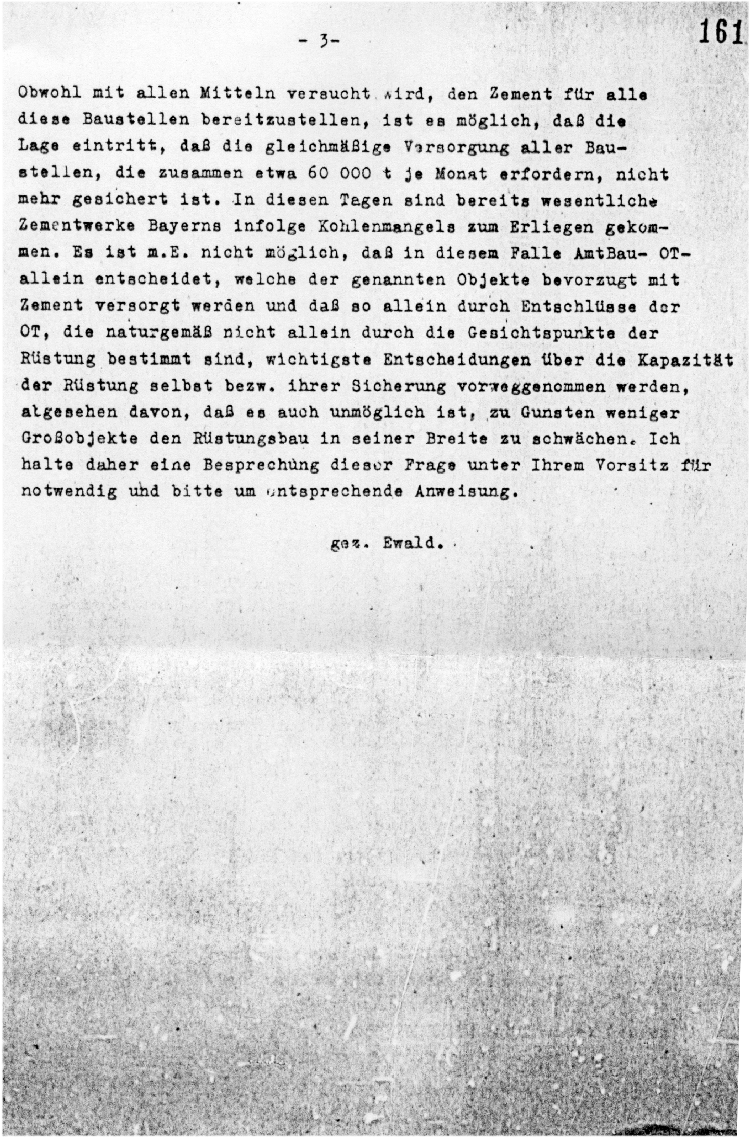 Faksimile des Dokuments "Bericht Rstungsstab Bau vom 16.12.1944"