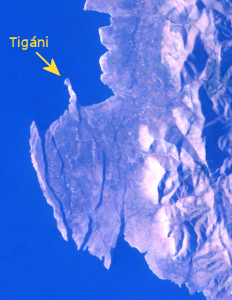 Satellitenbild südwestliche Mani mit Tigáni